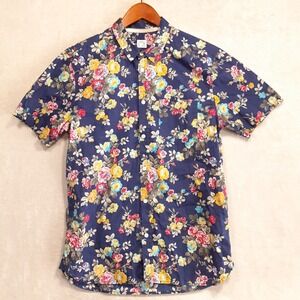 Your Neighbor Mens SS Floral Print Button Shirt Sz.M/Blue/Floral Print/Cotton